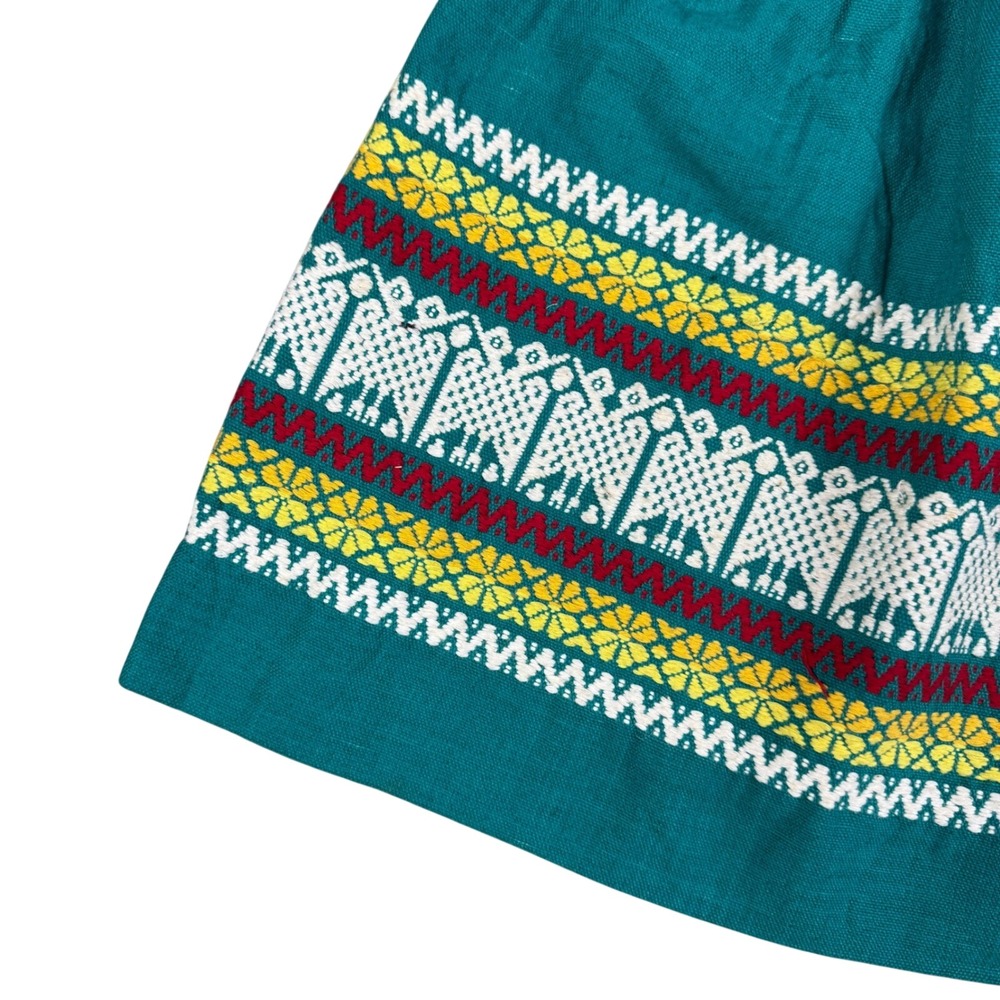 Vtg LaRegional Handwoven Skirt Womens Size 24 Folk Art Teal Multicolor Guatemala - Picture 4 of 10